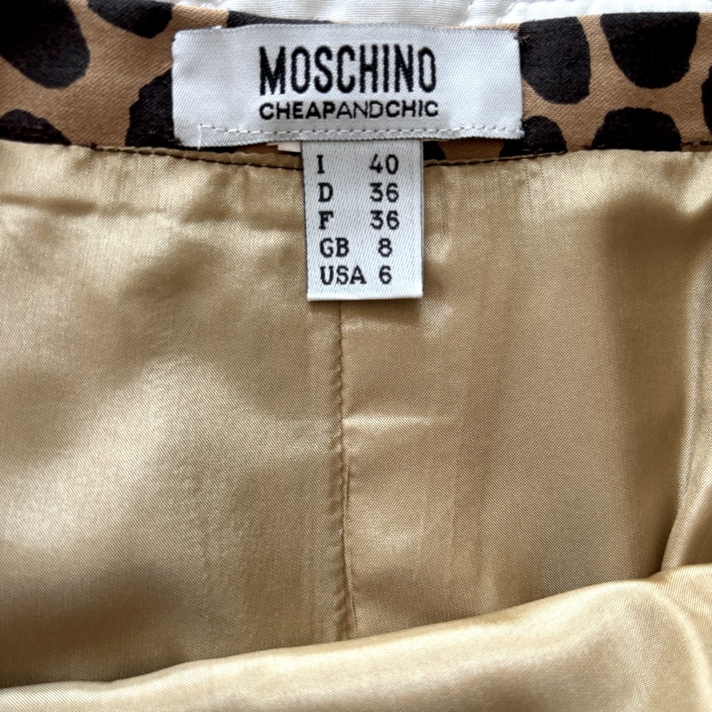 Moschino Leopard Print Pencil Fishtail Skirt in Brown and Tan/Khaki Size 6 US - Picture 2 of 8